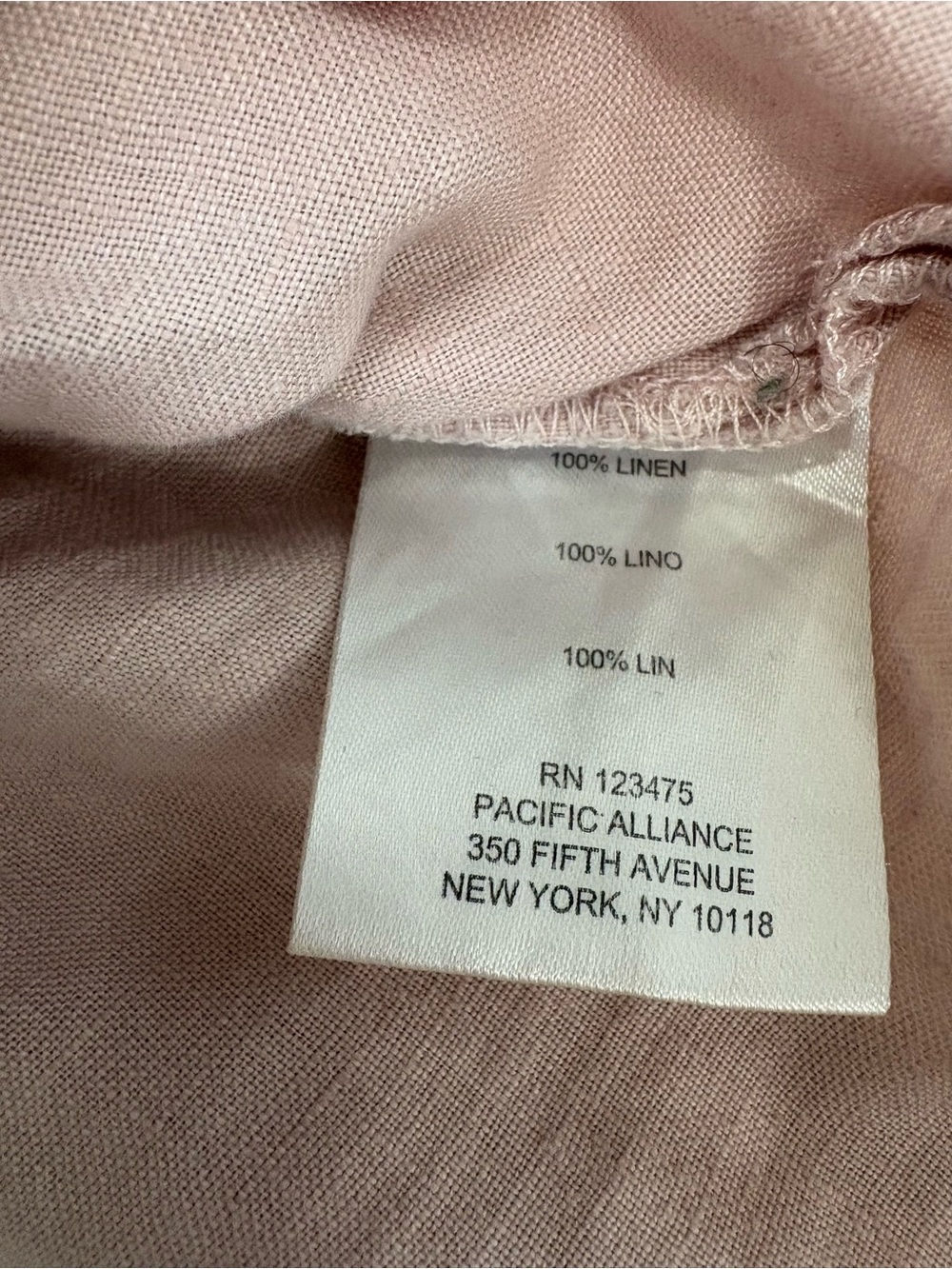 Ellen Tracy 100% Linen Utility Tunic Top Size S Pale Pink Drawstring Coastal - Picture 8 of 8